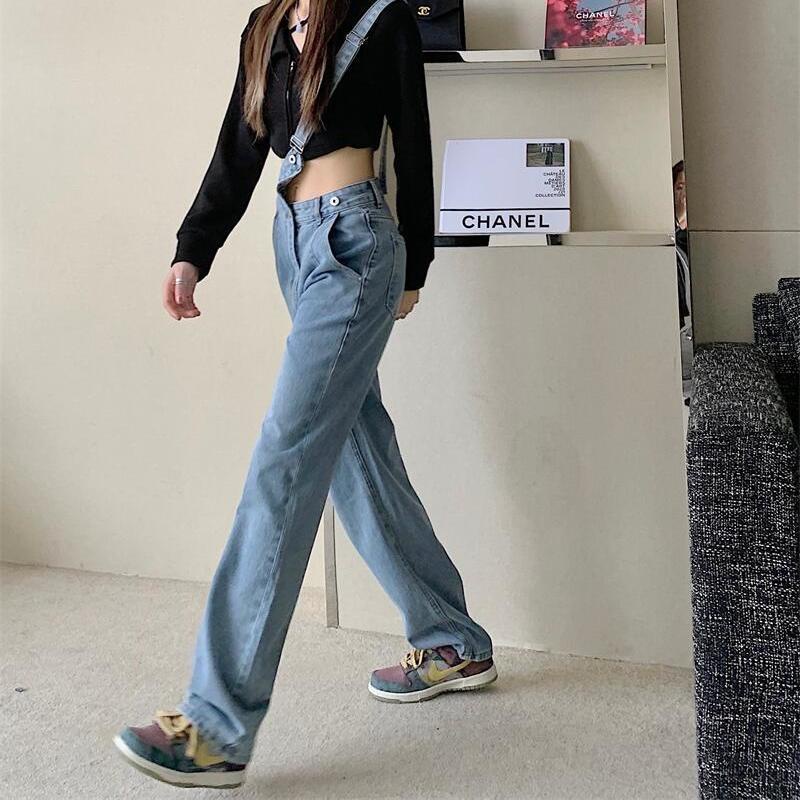 ❣❒Quần Yếm Denim Ống Rộng Lưng Cao Thời Trang Mùa Hè Dành Cho Nữ