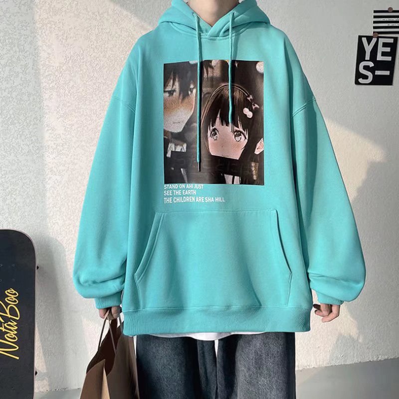 Áo khoác hoodie họa tiết hoạt hình thời trang mùa thu 2021 cho cặp đôi