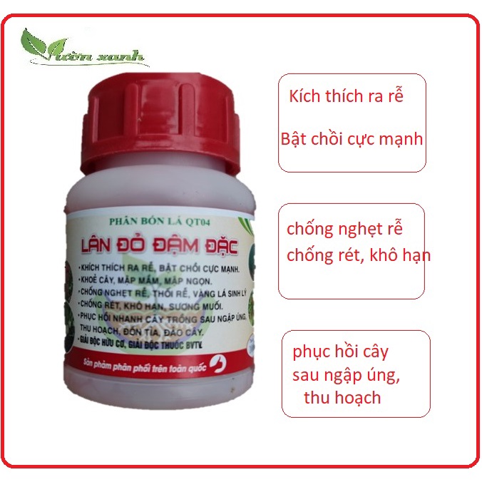 Siêu lân đỏ đậm đặc chai 100ml giúp cây bung đọt, ra rễ, chống rét, vàng lá, giải độc cho cây