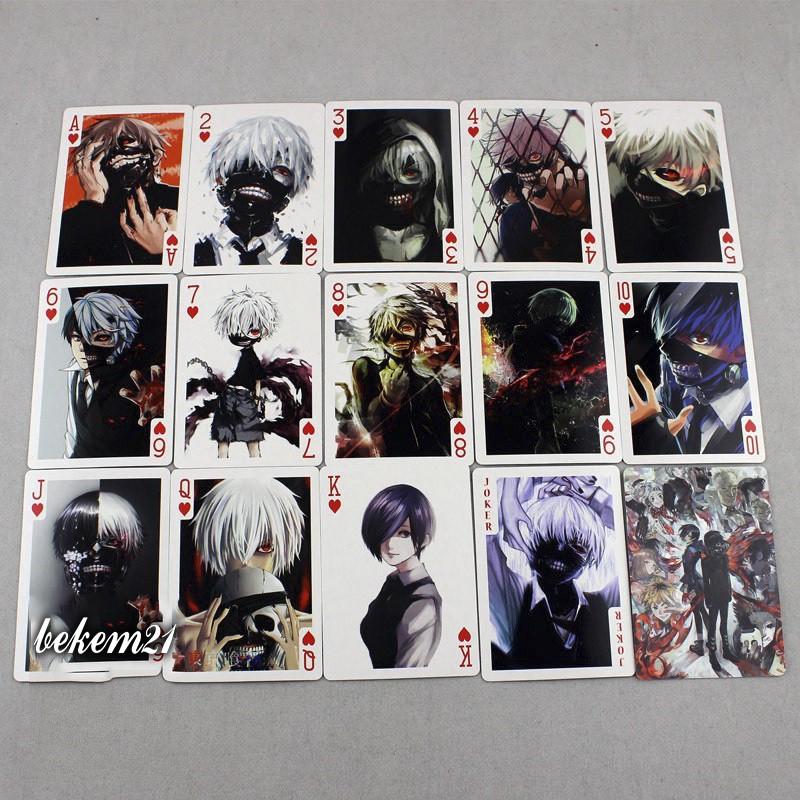 Bộ bài Tây anime tokyo ghoul, bộ tú poker ghost soul tokyo 54 lá in hình anime manga dễ thương độc đáo