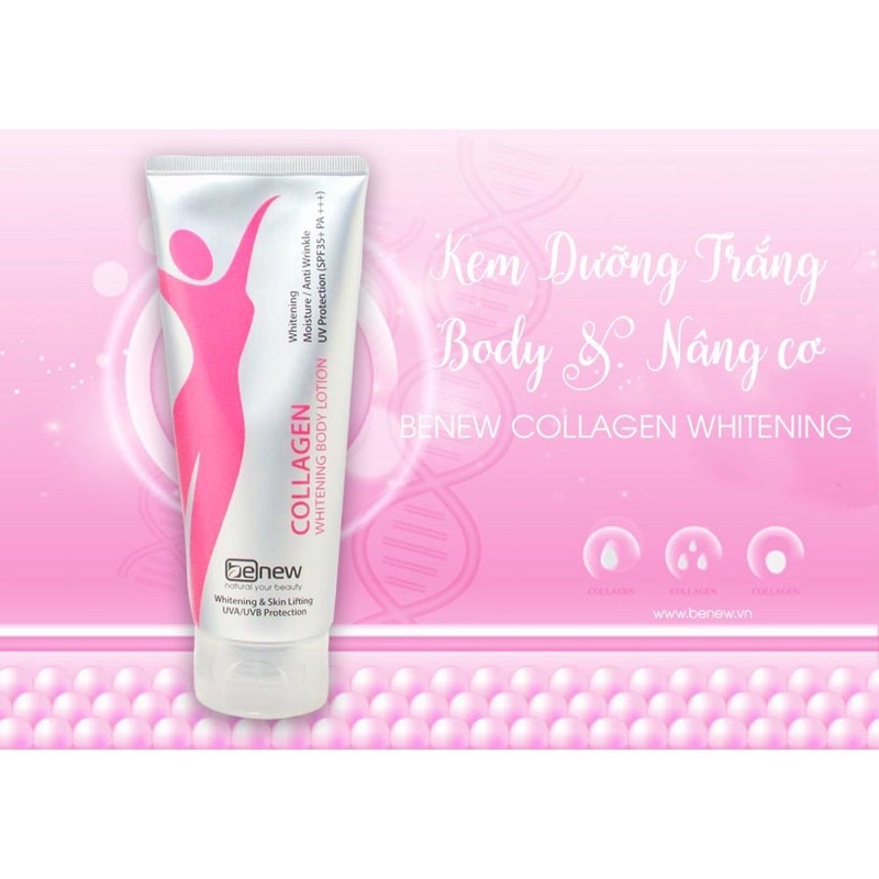 Combo 2 Tuýp Kem Dưỡng Thể Trắng Da Benew Collagen Whitening Body Lotion 200ml