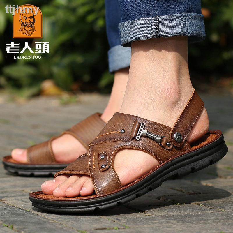 Giày Sandal Da Mềm Thời Trang Cho Đàn Ông Trung Niên