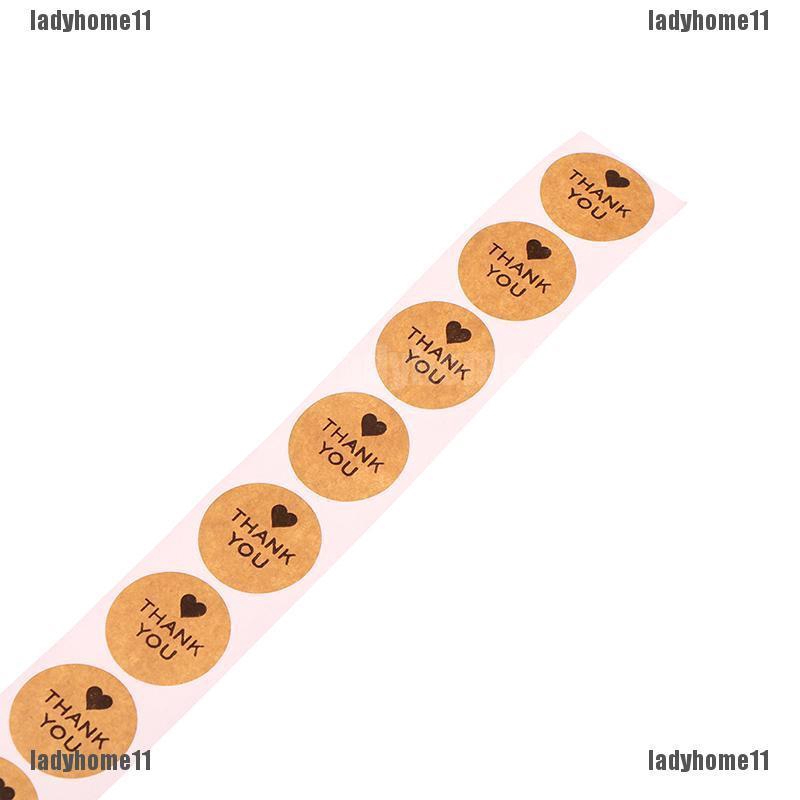 Cuộn 500 miếng dán in chữ THANK YOU với hình trái tim cho trang trí thủ công DIY/ đám cưới