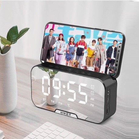 Loa Bluetooth Kiêm Đồng Hồ G10 Mặt Gương Hiển Thị Đèn Led - Đài FM - Đồng Hồ Báo Thức