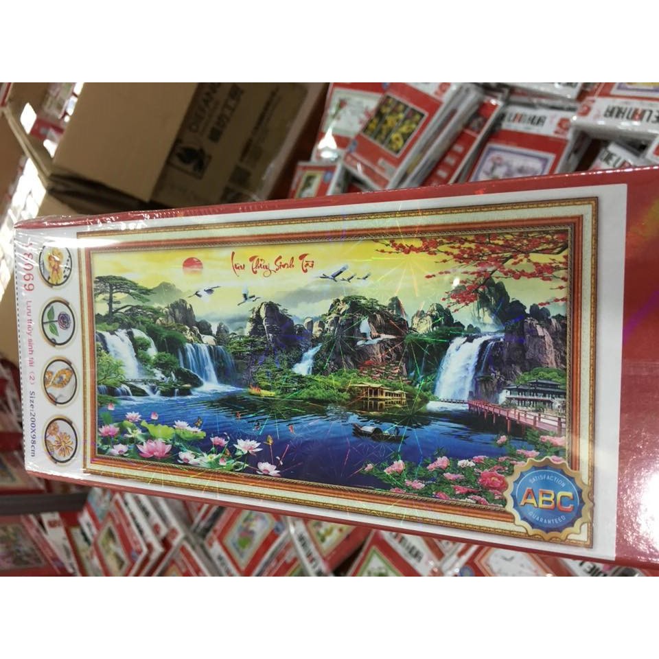 Tranh đính đá phong cảnh Lưu thủy sinh tài Y8069 Y8070 Y8071