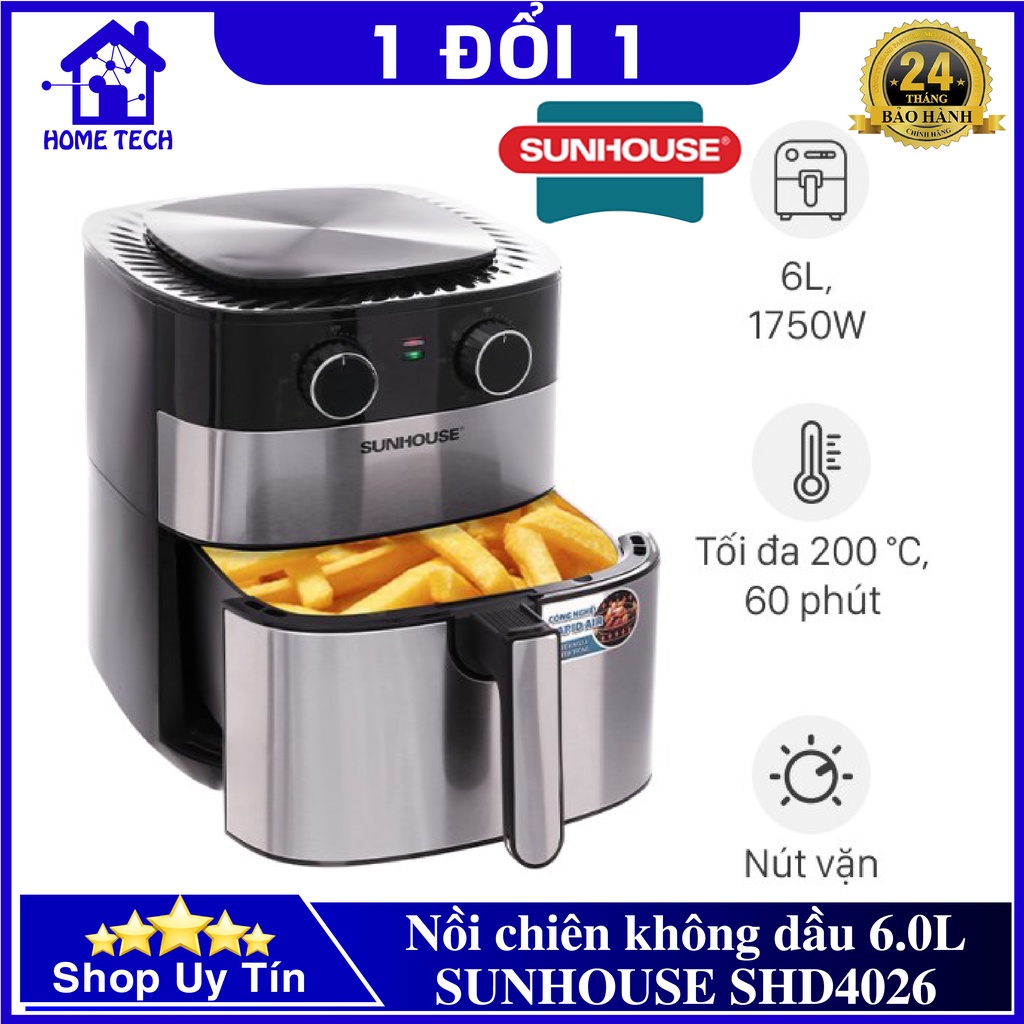 Nồi chiên không dầu 6.0L SUNHOUSE SHD4026