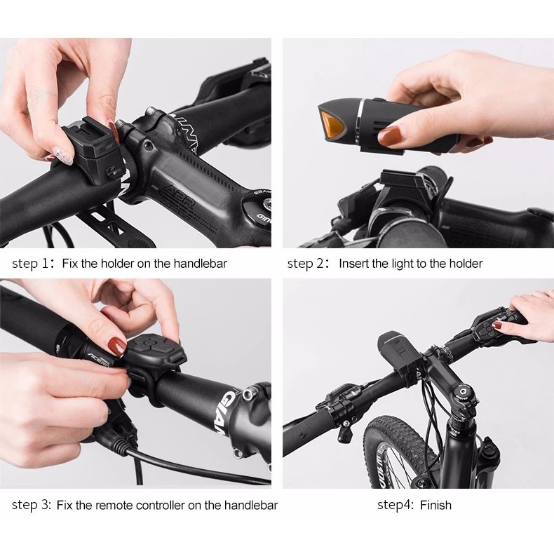 Đèn pha ROCKBROS gắn ghi đông xe đạp 2 trong 1 có điều khiển từ xa tiện lợi