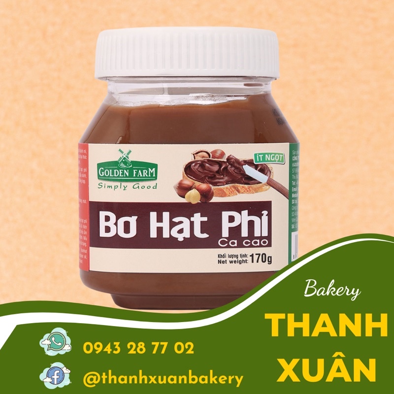 Bơ Hạt Phỉ Ca Cao Golden Farm (170g)