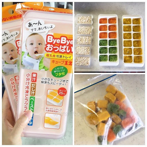 Khay trữ đồ ăn dặm cho bé Nhật Bản có nắp đậy 25ml, 50ml