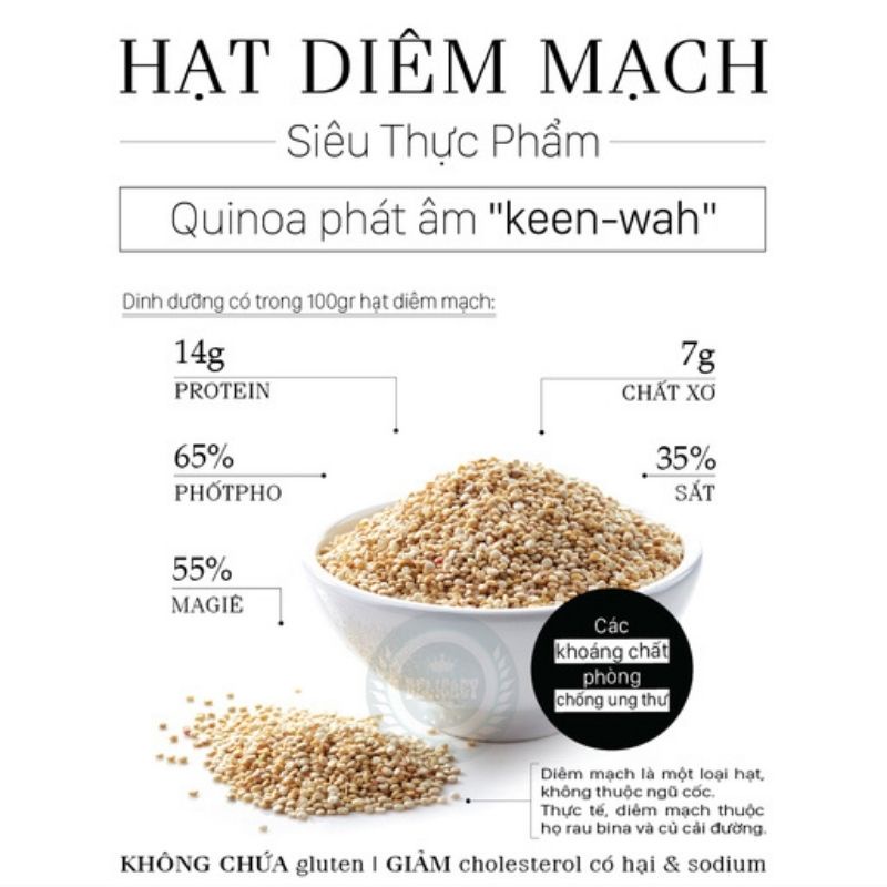 Hạt diêm mạch Quinoa organic giảm cân túi 500G