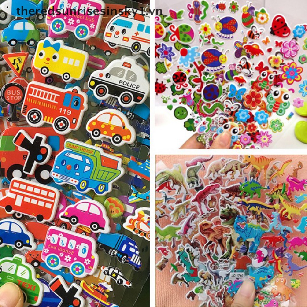 Set 10 tấm sticker dán trang trí hình hoạt hình 3D cho bé trai