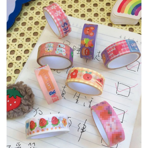 băng dính washi băng dính hình băng dính dễ thương cuộn đơn Băng keo giấy washi Cute Party trang trí thủ công