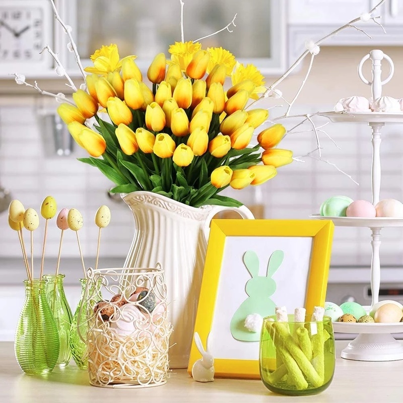 Bộ 10 Bông Tulip Nhân Tạo Trang Trí Tiệc Cưới/Giáng Sinh