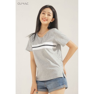 Áo thun nữ sọc 3 nút GUMAC ATA621