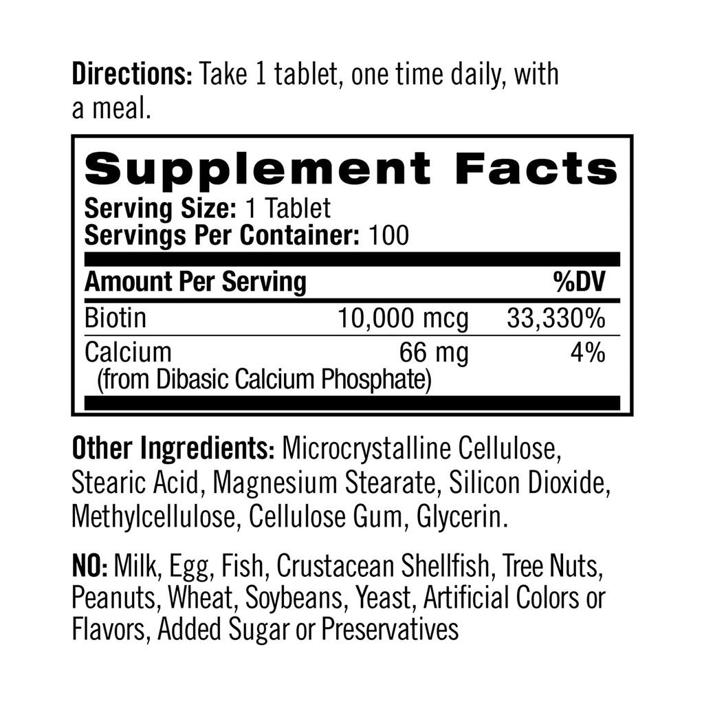 Viên uống mọc tóc Natrol Biotin 10.000mcg 100 viên