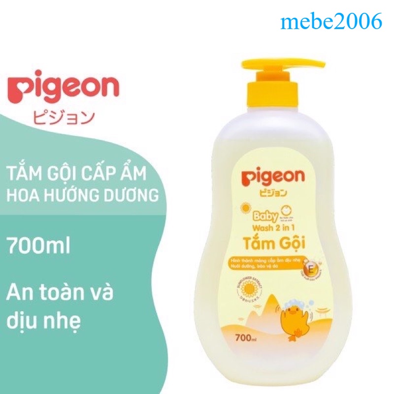 Sữa tắm dầu gội đầu cho em bé trẻ em sơ sinh trai gái sữa tắm gội pigeon dịu nhẹ cấp ẩm 2 in 1 jojoba 700ml