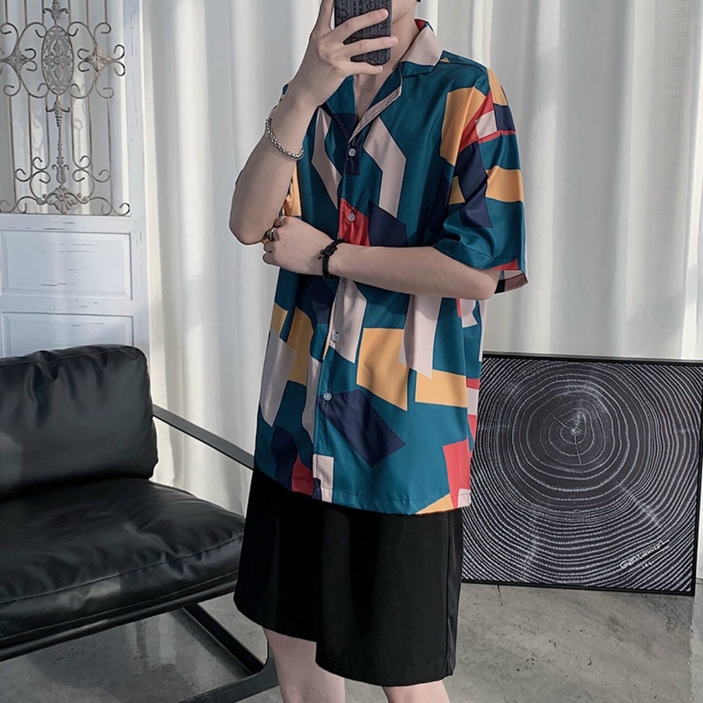 Áo sơmi Nam Nữ form rộng hoạ tiết hình học phù hợp mặc đồng phục nhóm, lớp đi chơi biển và dã ngoại kèm hình thật | BigBuy360 - bigbuy360.vn