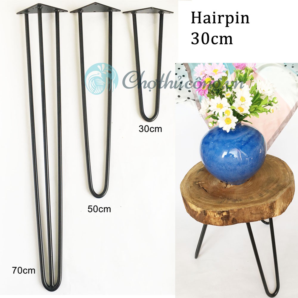 Chân bàn Hairpin 30cm (DIY) - chân sắt phủ Sơn tĩnh điện