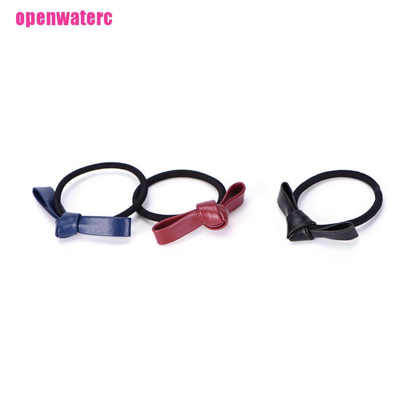 Dây Buộc Tóc Cao Su Co Giãn Bọc Da Phối Nơ Thời Trang Cho Nữ