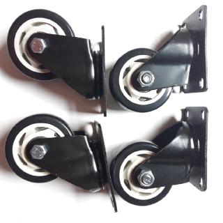 Bộ bánh xe đẩy 4 cm viền đen, bằng cao su, xoay 360 độ, có khóa trống trượt