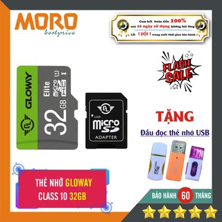 Thẻ nhớ chính hãng Gloway micro SD Class 10 - 32GB (tặng kèm Adapter) - Bảo hành 5 năm !!!