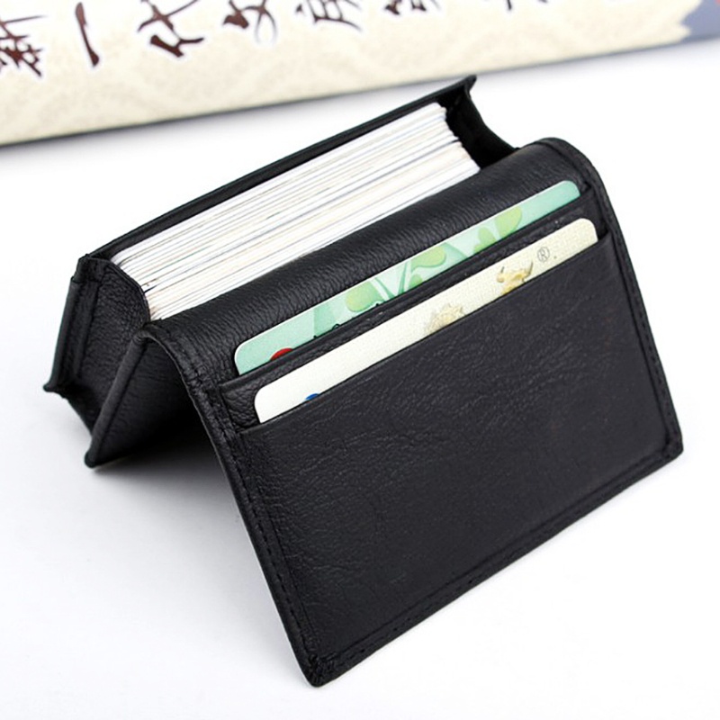 Ví Da Màu Đen Đựng Thẻ Tín Dụng / Danh Thiếp Có Thể Mở Rộng Cho Nam