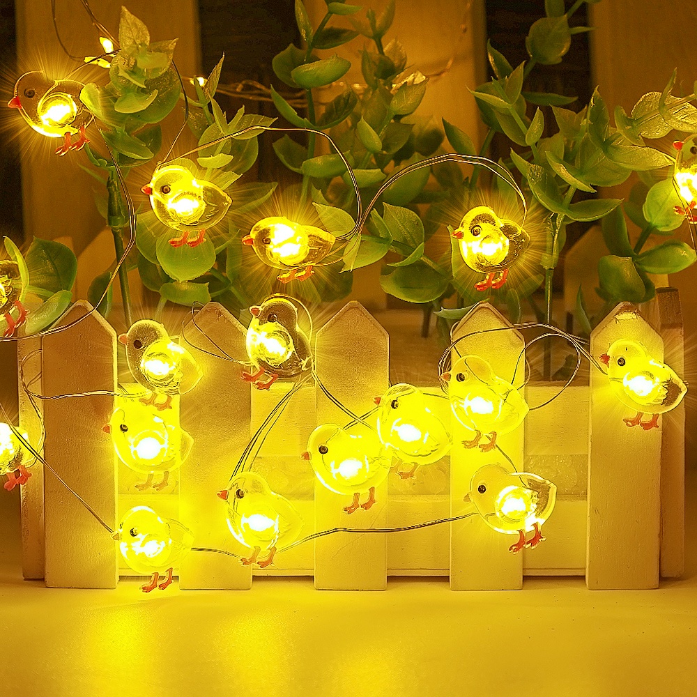 Dây Đèn Led 2M 20 Bóng Hình Quả Trứng Gà Hoạt Hình Chống Thấm Nước Dùng Pin Trang Trí Trong Nhà