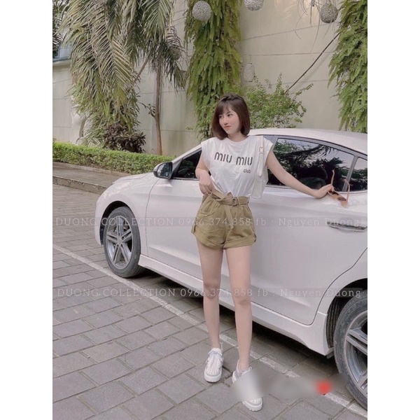 QUẦN SOOC BÒ GẬP GẤU MÀU NÂU RÊU