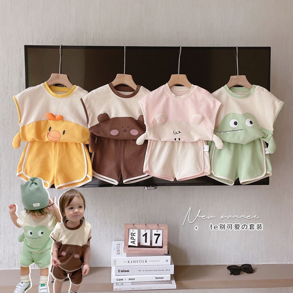 Đồ bộ Thú bé trai, bé gái , Thiết Kế Đáng Yêu, 4 màu cực xinh cho bé từ 8-18kg