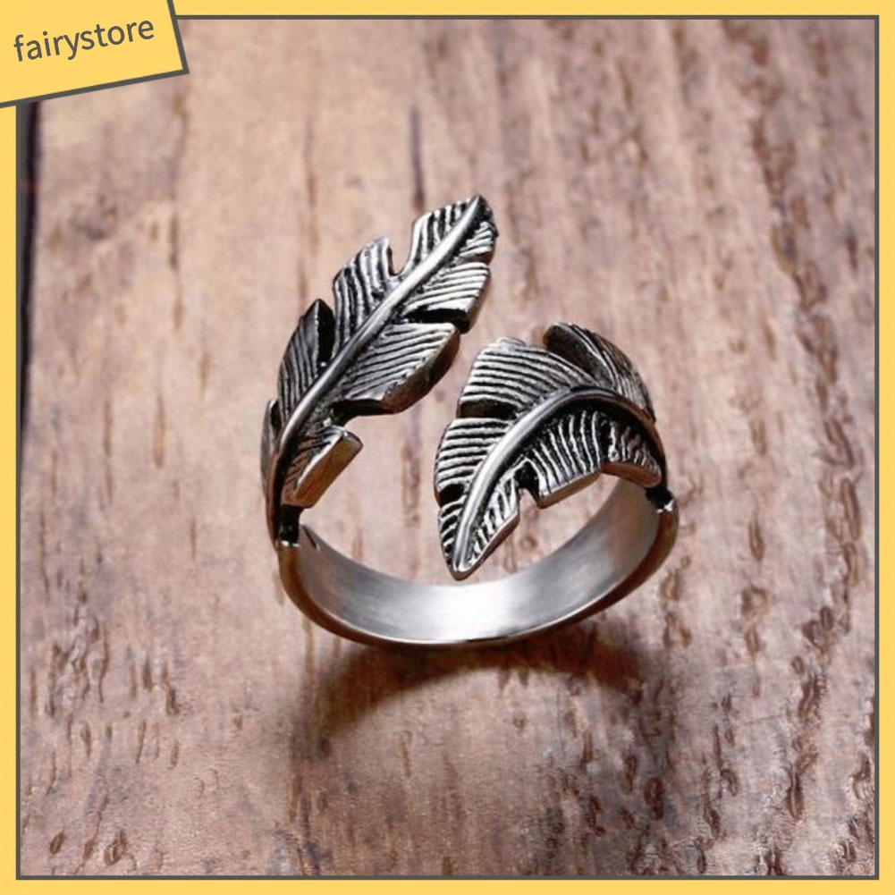 Bộ 2 Nhẫn Hở Hình Lông Vũ Thiết Kế Ấn Tượng