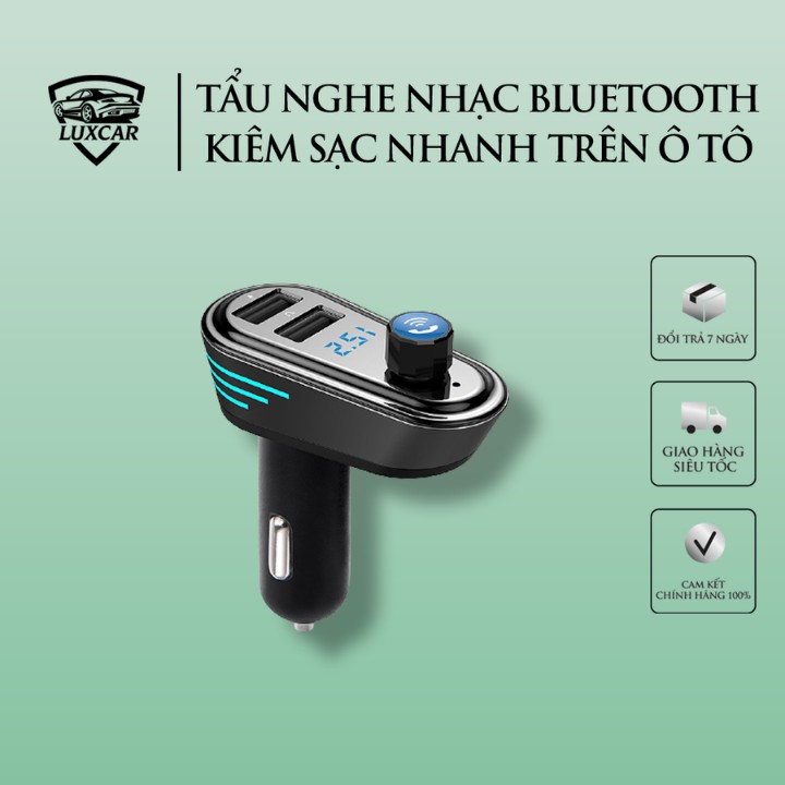 Tẩu Nghe Nhạc Bluetooth LUXCAR Kiêm Sạc Nhanh Trên Xe Ô TÔ