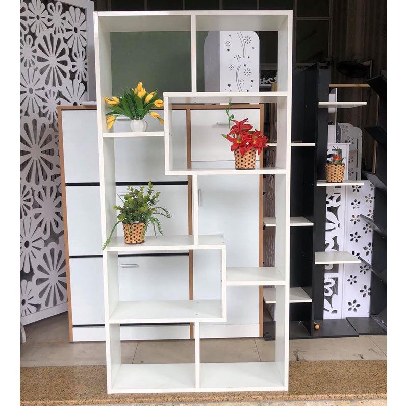 Kệ sách kệ gỗ chữ U trang trí phòng 140x70x20cm MÀU TRẮNG
