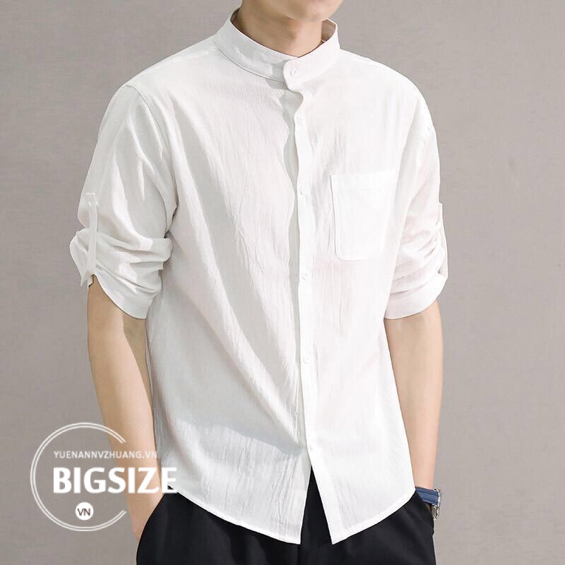 Áo sơ mi Nam Bigsize basic tay lỡ form rộng mùa hè Thời Trang kiểu trẻ trung Hàn Quốc đẹp cao cấp，cho người mập béo