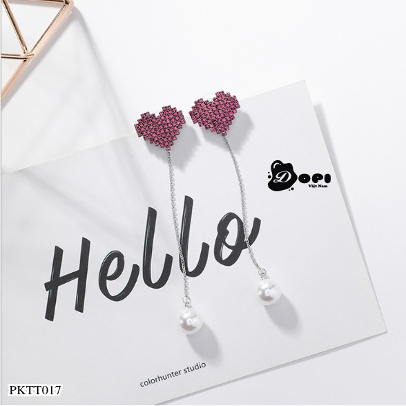 Bông tai tráng bạc form dài nữ tính