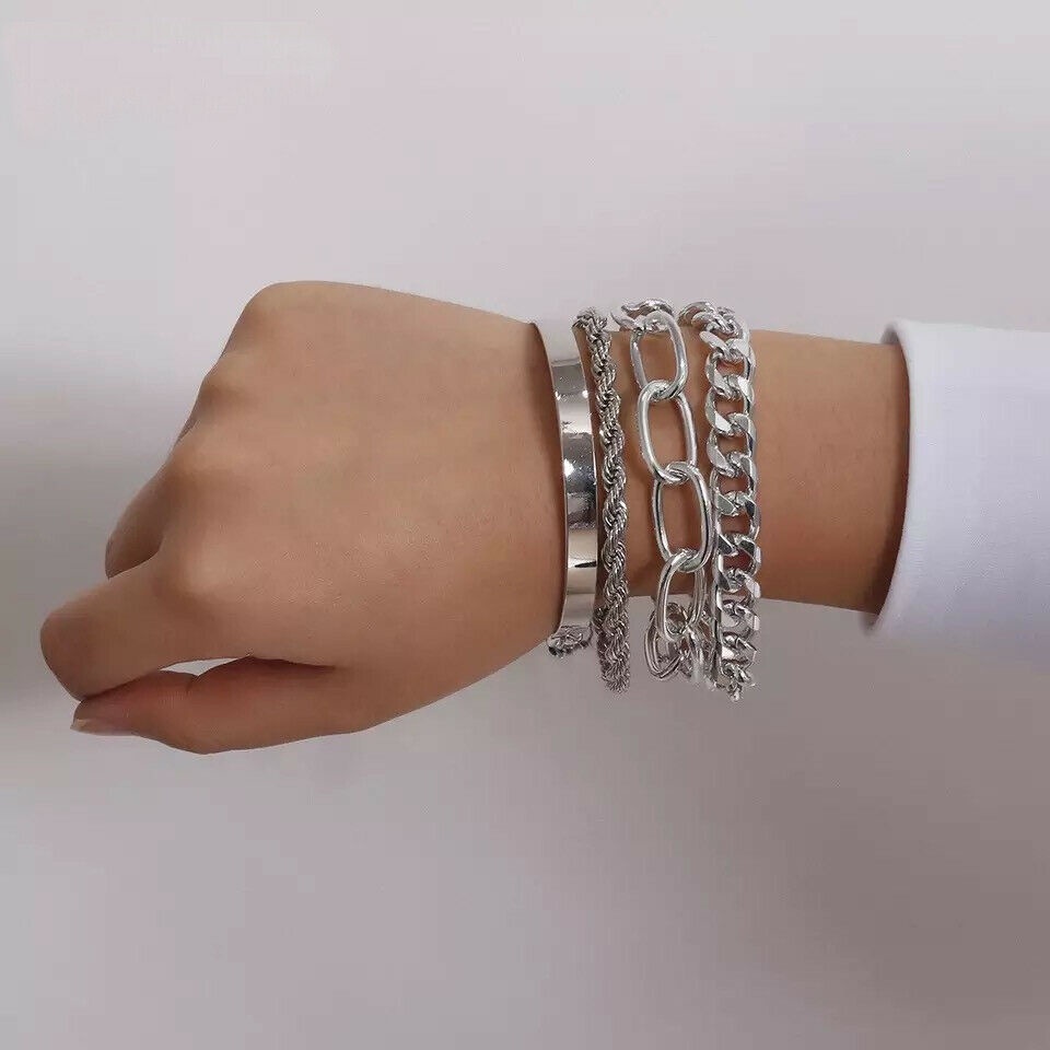 Set 4 Vòng Tay Hợp Kim Phong Cách Boho Màu Sắc