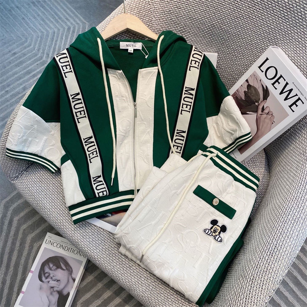 Set đồ thể thao mùa hè cao cấp phong cách phương Tây có mũ trùm đầu size lớn hợp thời trang cho nữ