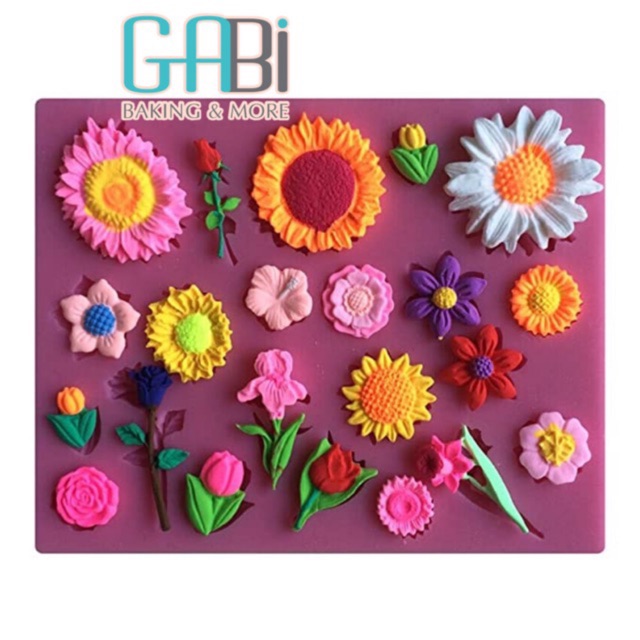 Khuôn fondant silicon hoa lá nhiều mẫu