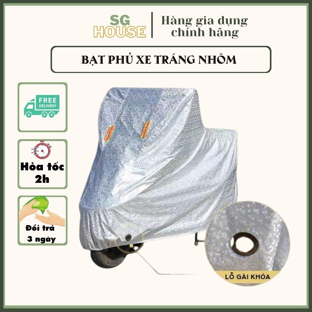 Bạt phủ xe máy phản quang che mưa nắng gió bụi  - Áo trùm xe máy tráng nhôm cao cấp phù hợp tất cả dòng xe máy