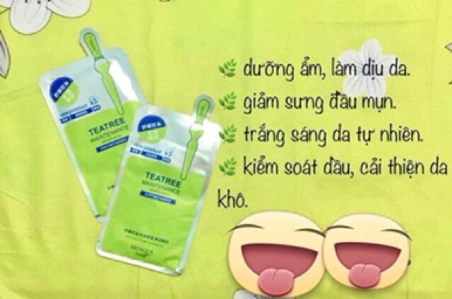 Mặt nạ tràm trà ngăn ngừa mụn dưỡng ẩm kiểm soát dầu se khít lỗ chân lông trắng sáng da tự nhiên bioqua mask nội địa