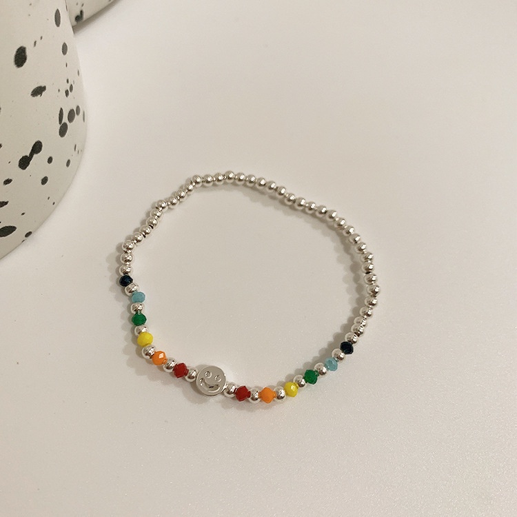 Vòng đeo tay hình đám mây mặt cười xinh xắn màu sắc cầu vồng đơn giản