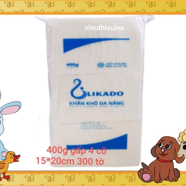 HÀNG CHUẨN Combo 10 bịch khăn vải khô đa năng likado 400g MẪU MỚI  cỡ 15x20cm - 300 tờ 1 bịch