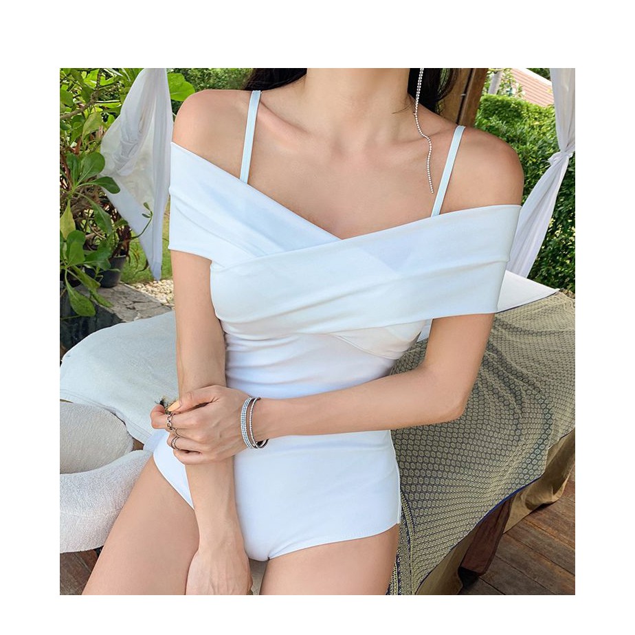 Bikini đồ bơi nữ 1 mảnh liền thân 2 dây trễ vai