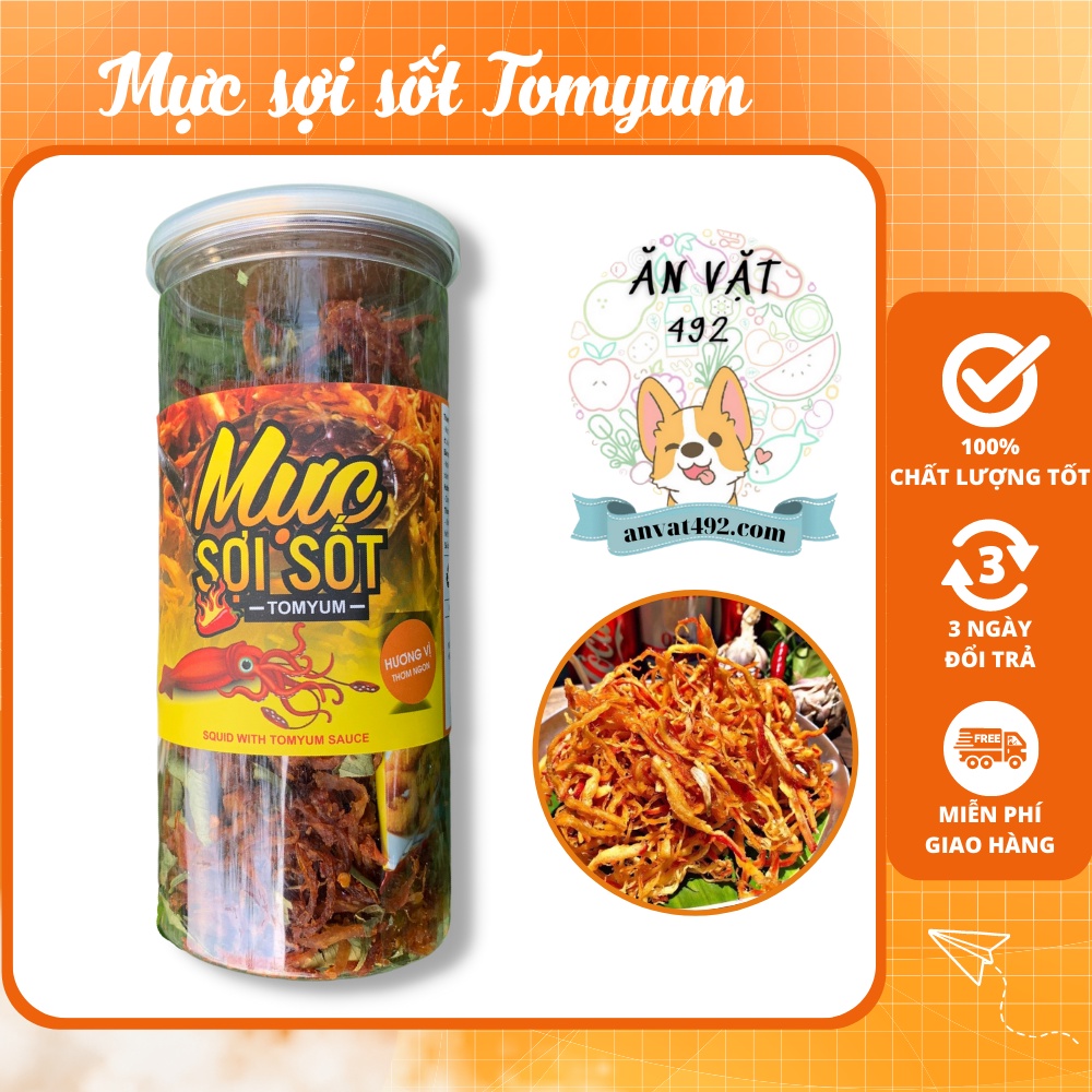 Mực Sợi Sốt TomYum (Sốt Cay Thái Lan) 250g - Ăn Vặt 492