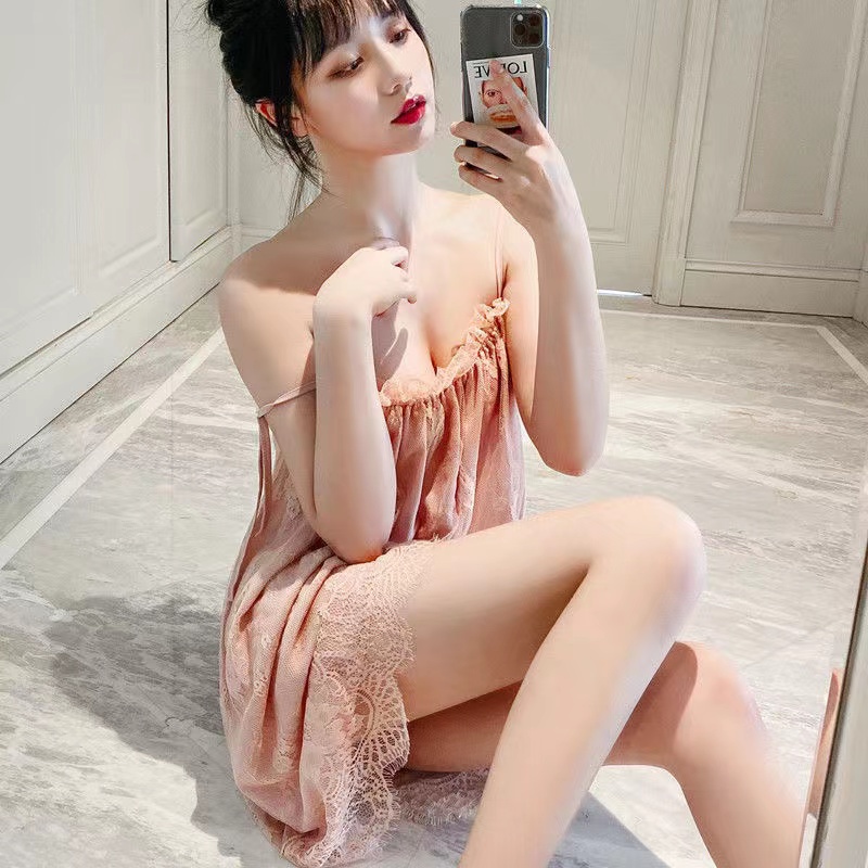 Váy ngủ Đầm Ngủ Hai Dây Phối Ren Dáng Rộng Cỡ Lớn 200 Jin Phong Cách Hàn Quốc Thời Trang Mùa Hè Cho Nữ váy