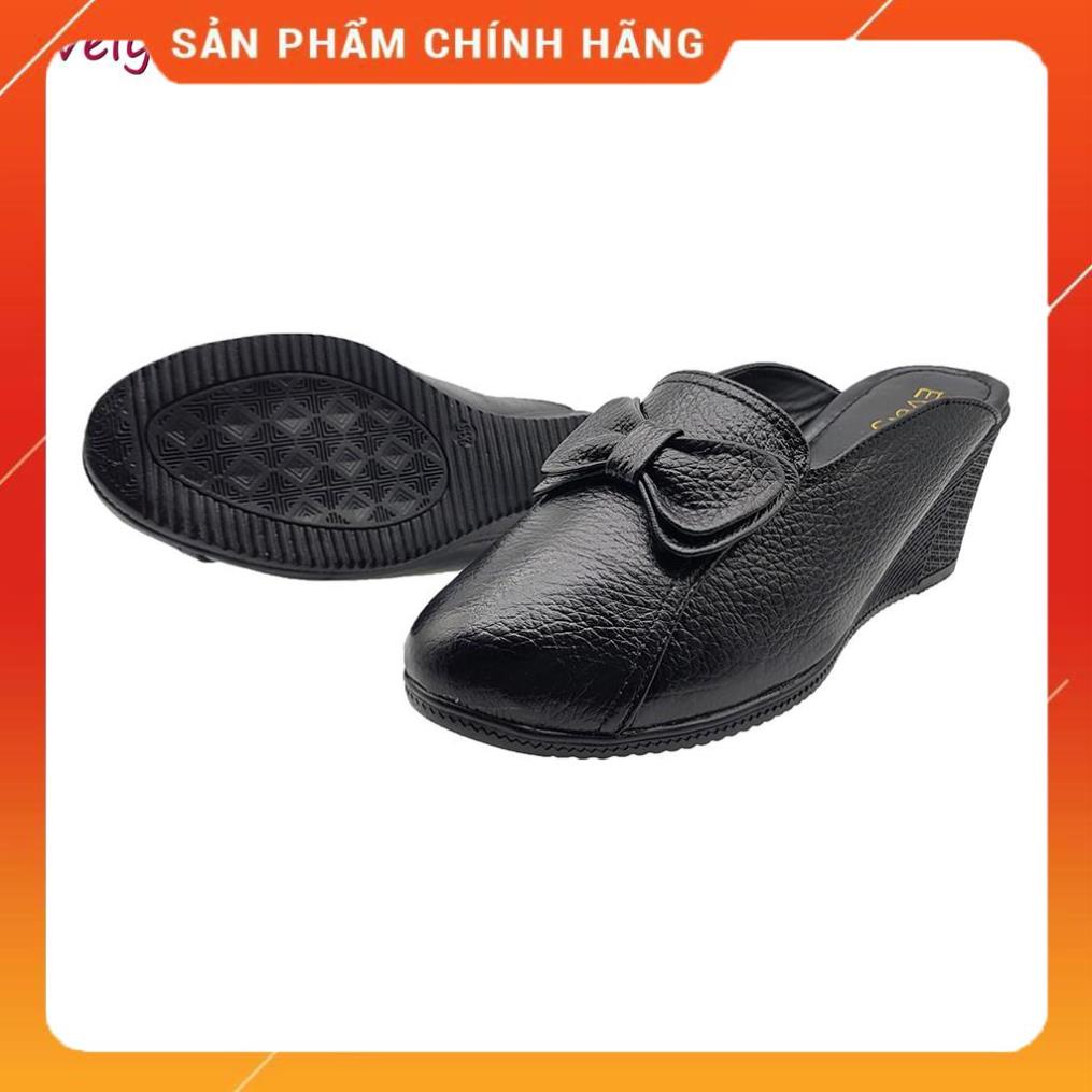 Giày Cao Gót Sục Nữ Đế Xuồng 5cm Da Bò Thật Nguyên Tấm VNXK Evelynv 5P18D-hw1