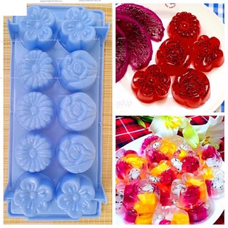 Khuôn rau câu, thạch trà sữa hình bông hồng, bông cúc, bông mai - 10 viên
