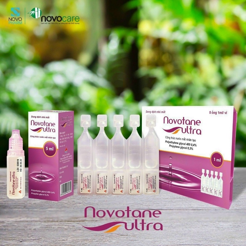 ✅ NOVOTANE ULTRA - Nước mắt nhân tạo cho mắt khô, làm việc máy tính, thương tổn hộp 5ml, tép 1ml x 5 ống