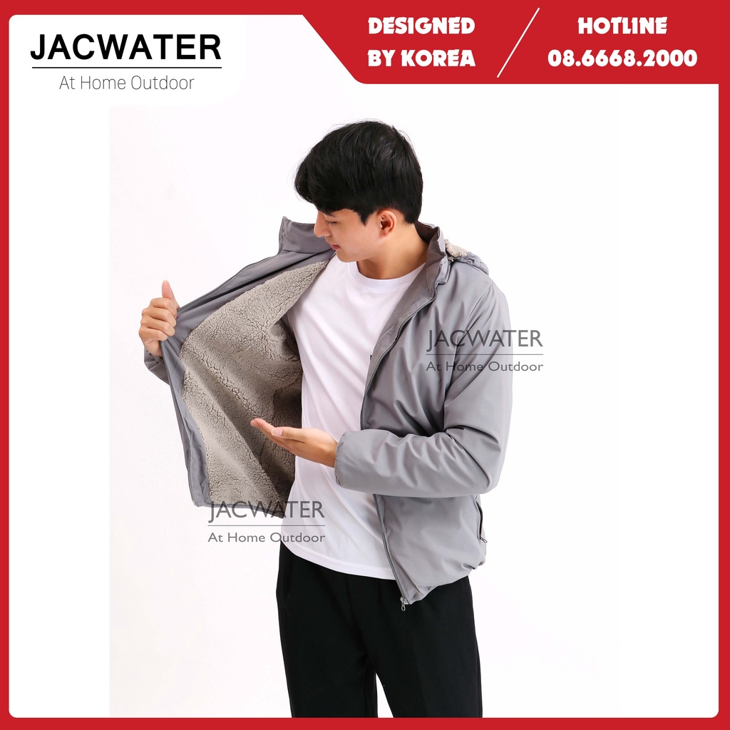 Áo khoác gió lót lông mềm nữ nam form rộng mùa đông chống nước cản bụi JACWATER V480