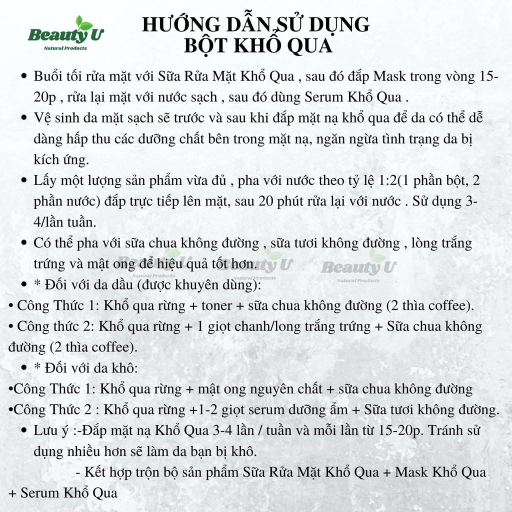 Mask Mặt Nạ Khổ Qua Rừng Lim 100g Giảm Mụn Mờ Thâm Da Dầu , Dưỡng Da Căng Bóng , Bột Khổ Qua Rừng - Handmade