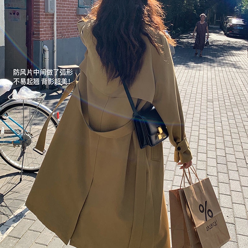 [Spot] Áo Khoác Kaki Dáng Dài Vừa Thời Trang Xuân Thu Phong Cách Hàn Quốc Đơn Giản Dễ Phối Đồ Cho Nữ